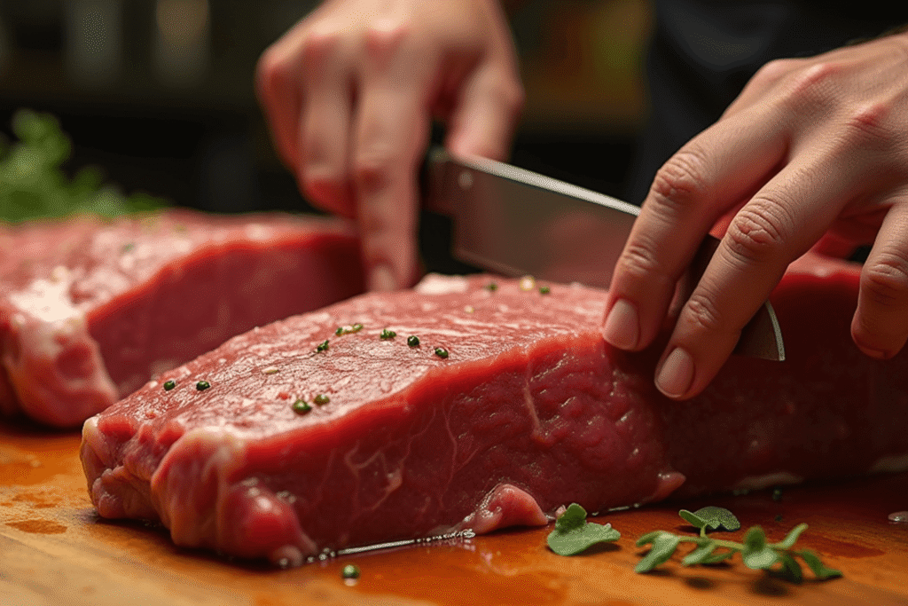 cutting meat